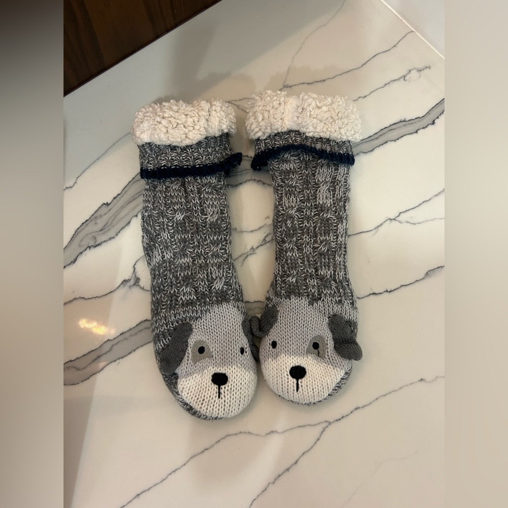 Winter plush bear sock slippers